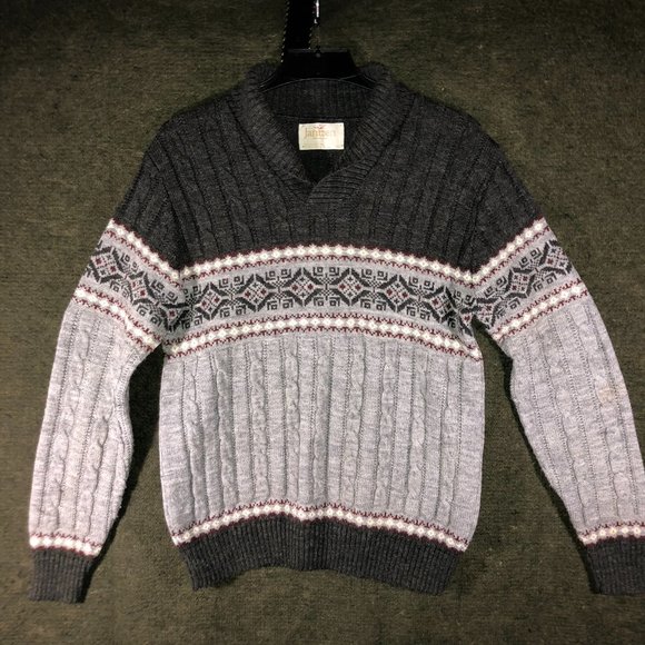 Jentzen Sweater Size Medium Grey Long Sleeve Big Collar Snow‎ Flake - Picture 1 of 4
